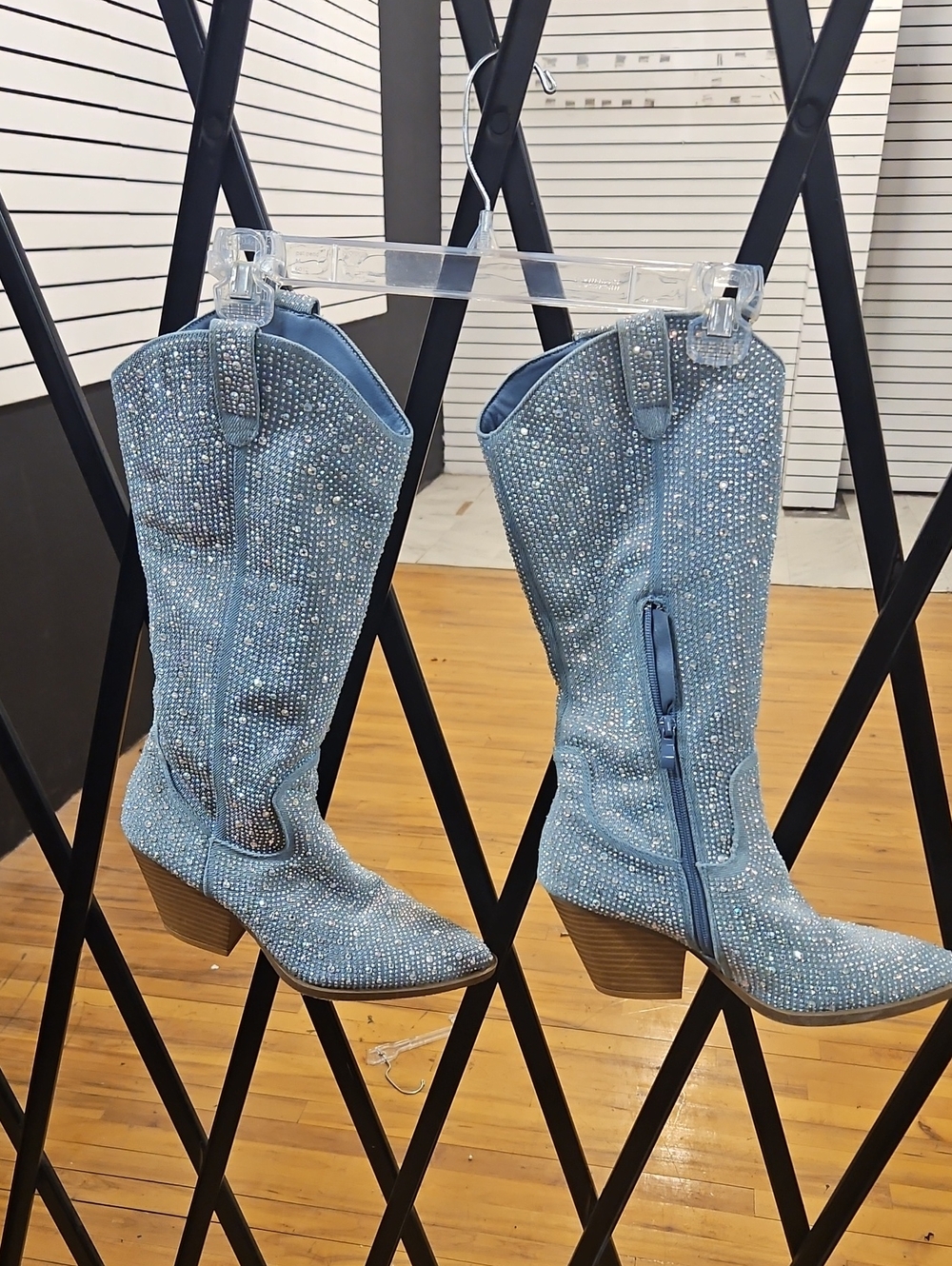 Embellished Light Blue Women's Western Boots